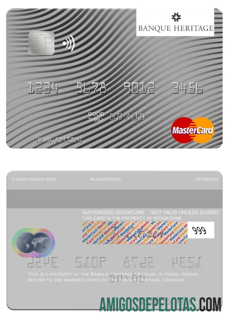 Uruguai Banque Heritage Mastercard modelo